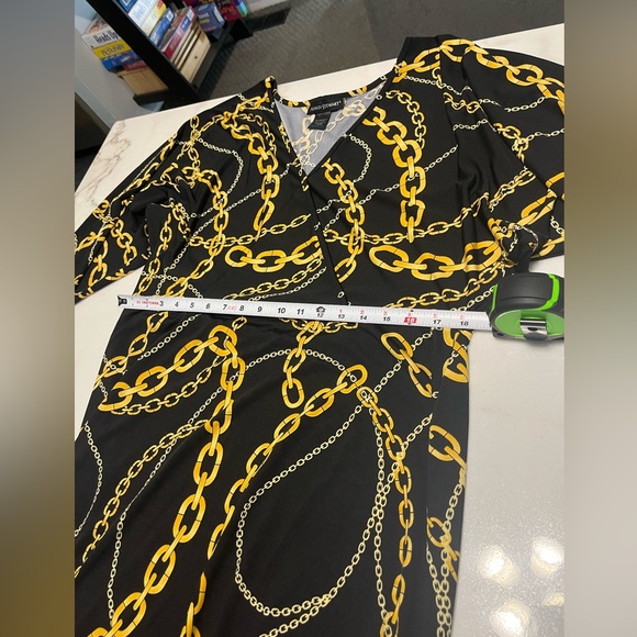 Ashley Stewart Black and Gold Chain Print Maxi Dress - Picture 8 of 10